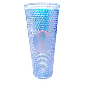 Rare Unicorn Starbucks 24oz Rainbow Studded Cold Tumbler Refillable Cup and lid